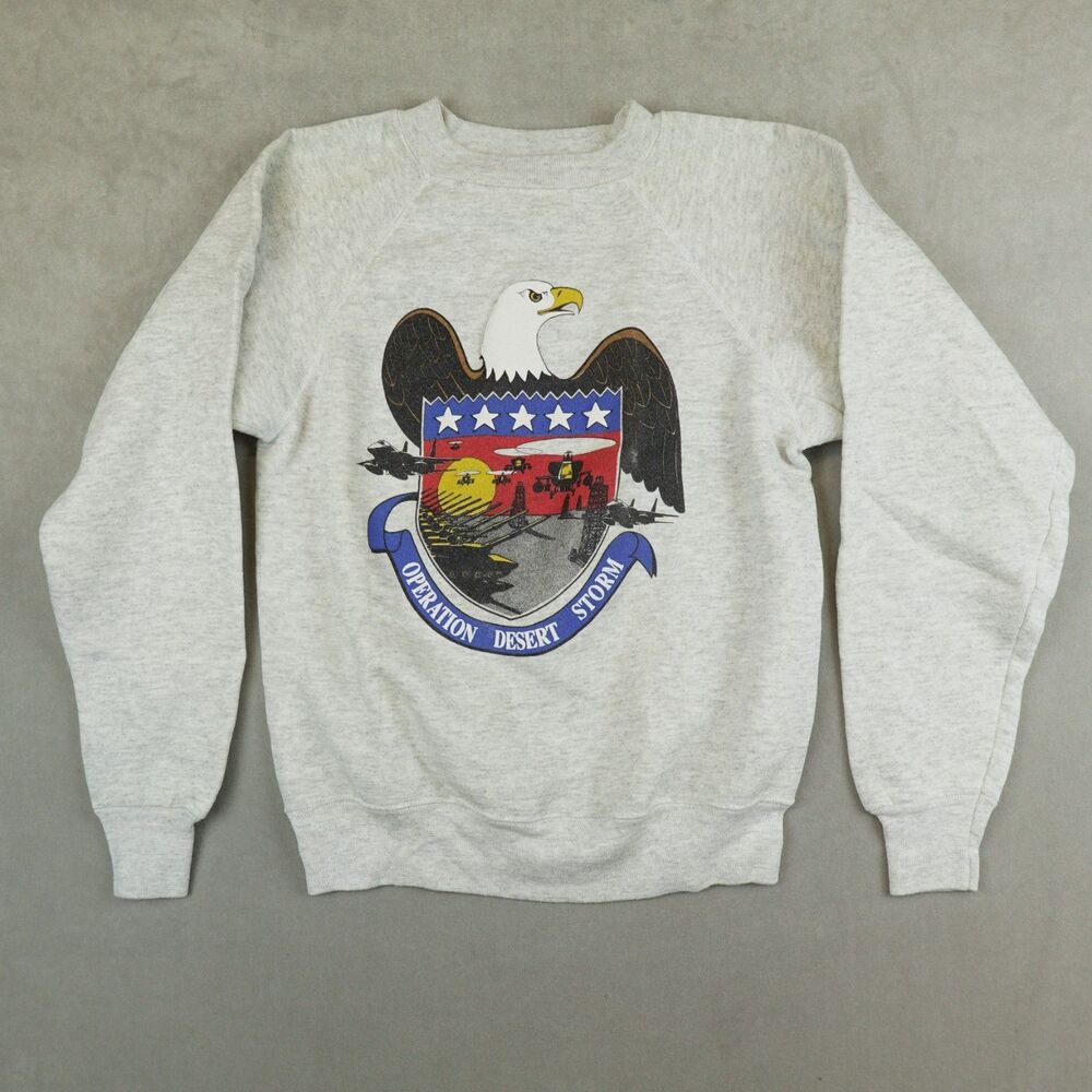 Vintage 90s Operation Desert Storm Sweatshirt Made In USA Eagle Shield